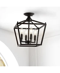 Plains Mini Lantern 4-Light Iron Modern Farmhouse Led Flush Mount