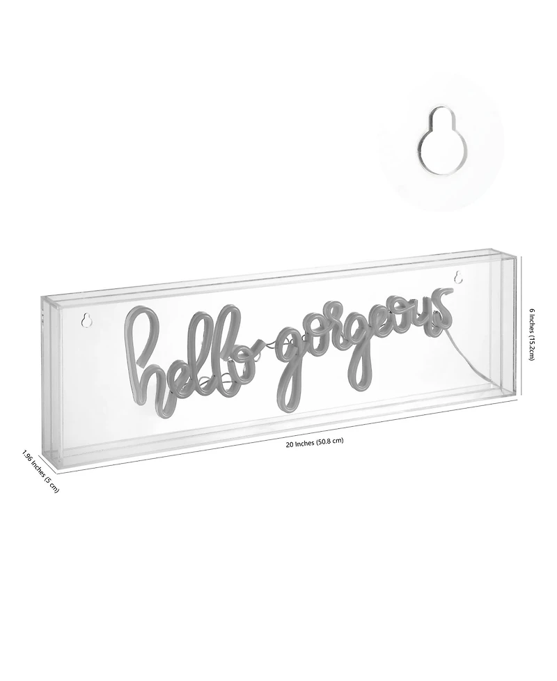 Hello Gorgerous Contemporary Glam Acrylic Box Usb Operated Led Neon Light