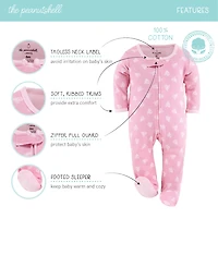 The Peanutshell Baby Girls Sleep n Play Footed Pajamas Sleepwear Set, 6-9 Months, Newborn, 3-Pack