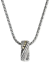 Effy Diamond Crossover Vertical Bar 18" Pendant Necklace (1/20 ct. t.w.) in Sterling Silver & 18k Gold