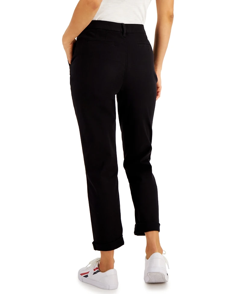 Tommy Hilfiger Women's Th Flex Hampton Cuffed Chino Straight-Leg Pants, Created for Macy's