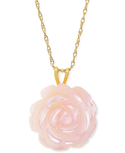 Mother-of-Pearl Rose 18" Pendant Necklace in 10k Gold