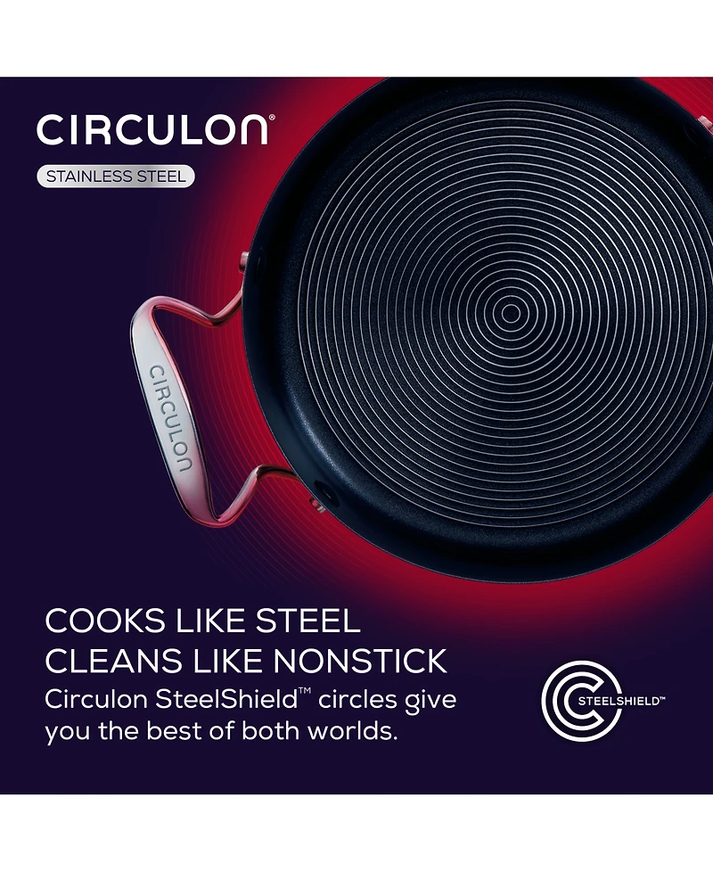 Circulon SteelShield S-Series Stainless Steel Nonstick Saucepan with Lid, 4-Quart, Silver