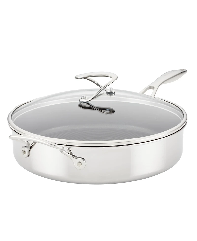 Circulon SteelShield C-Series Tri-Ply Clad Nonstick Saute Pan with Lid and Helper Handle, 5-Quart, Silver