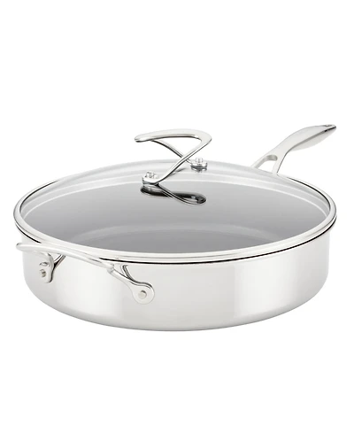 Circulon SteelShield C-Series Tri-Ply Clad Nonstick Saute Pan with Lid and Helper Handle, 5-Quart, Silver