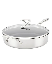 Circulon SteelShield C-Series Tri-Ply Clad Nonstick Saute Pan with Lid and Helper Handle, 5-Quart, Silver