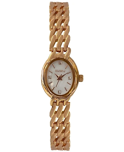 Elgin Women's Rose Gold-Tone Slanted Bracelet Watch