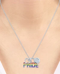 Diamond Accented Disc, Heart & Pride Pendant Necklace in Sterling Silver, 16" + 4" extender