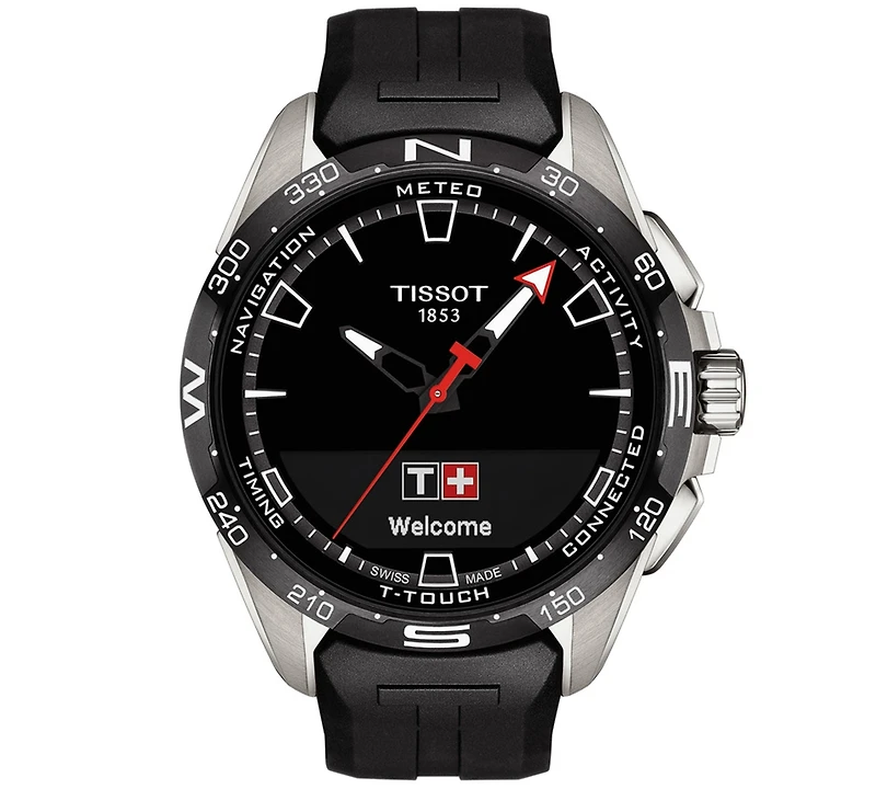 Tissot Men's Swiss T-Touch Connect Solar Black Rubber Strap Smart Watch 48mm