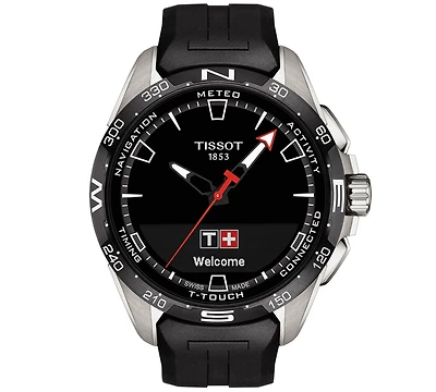 Tissot Men's Swiss T-Touch Connect Solar Black Rubber Strap Smart Watch 48mm