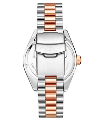 Men's Silver-Tone and Rose Gold-Tone Stainless Steel Link Bracelet Watch 42mm