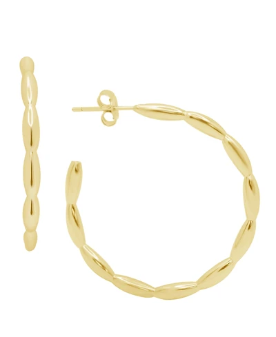 And Now This Puff Texture C hoop Earring in Gold Plated