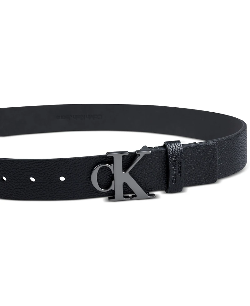 Calvin Klein Men's Logo Plaque Buckle Fashion Jean Belt