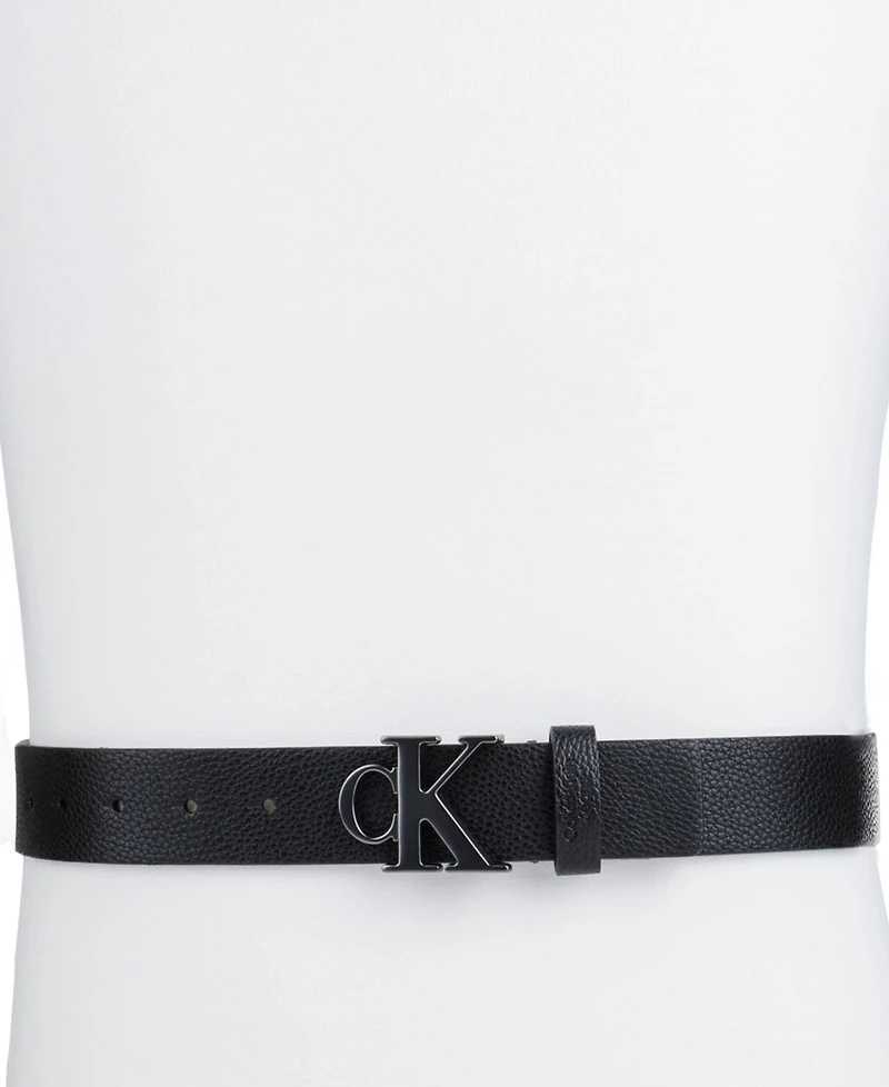 Calvin Klein Men's Logo Plaque Buckle Fashion Jean Belt