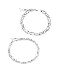 Women's Anchor Chain Silver Plated Bracelet Set