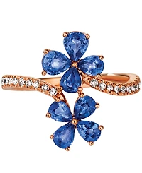Le Vian Blueberry Sapphire (1-1/2 ct. t.w.) & Nude Diamond (1/5 Flower Statement Ring 14k Rose Gold