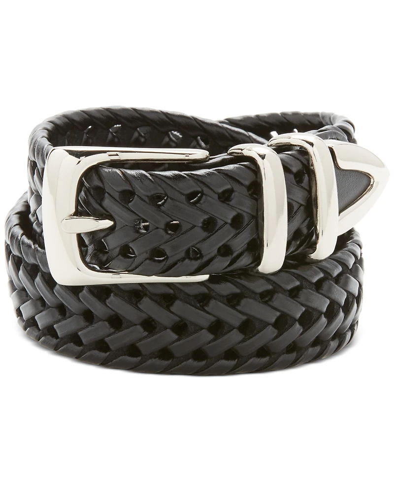 Perry Ellis Portfolio Men's Leather Big and Tall Braided Belt