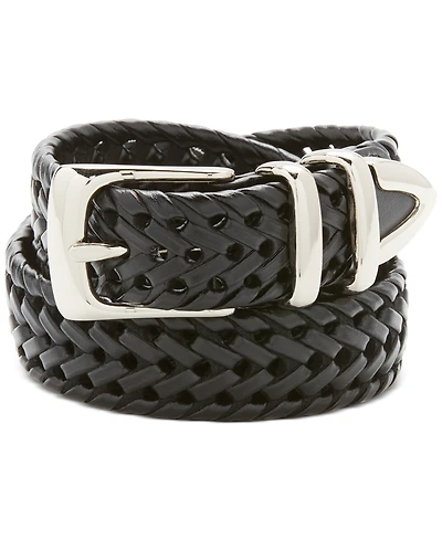 Perry Ellis Portfolio Men's Leather Big and Tall Braided Belt