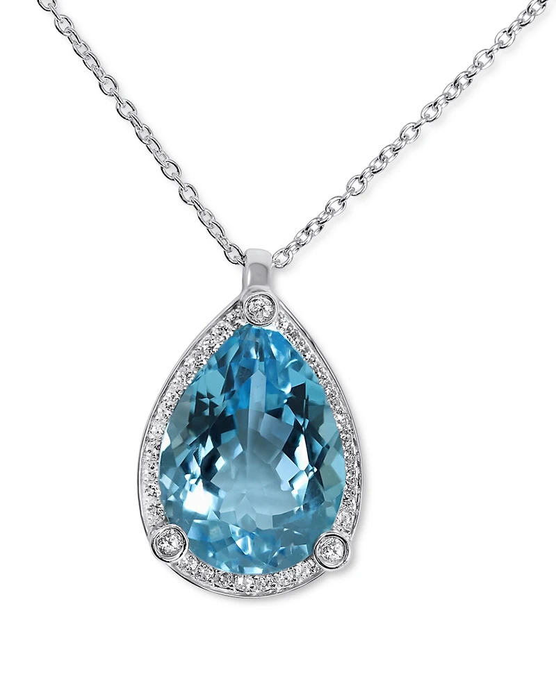 Blue Topaz (24 ct. t.w.) & White Topaz (1/2 ct. t.w.) 18" Pendant Necklace in Sterling Silver
