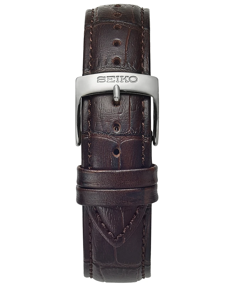 Seiko Men's Essential Brown Leather Strap Watch 39.4mm