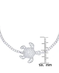 Cubic Zirconia Adjustable Turtle Bracelet in Silver Plate