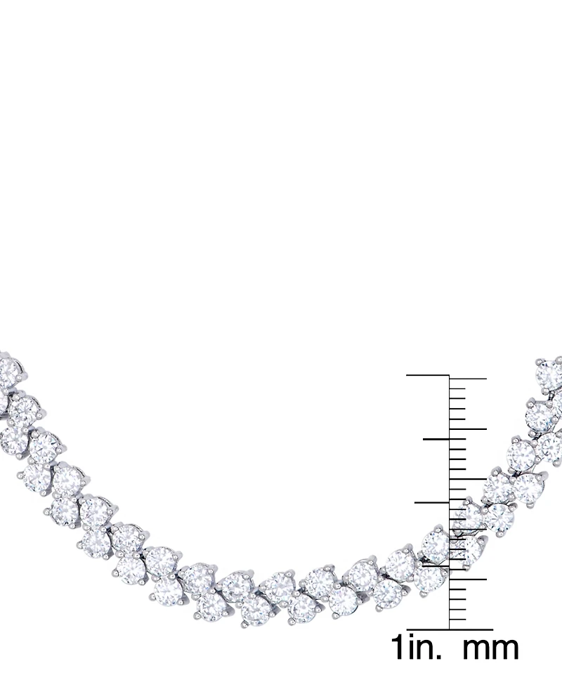 Cubic Zirconia Double Row Adjustable Bolo Bracelet in Silver Plate