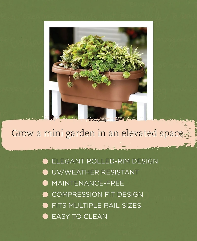 Bloem Classic Oval Deck Rail Planter, Charcoal -24 inches