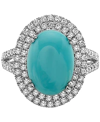 Effy Turquoise & Diamond (7/8 ct. t.w.) Halo Ring in 14k White Gold
