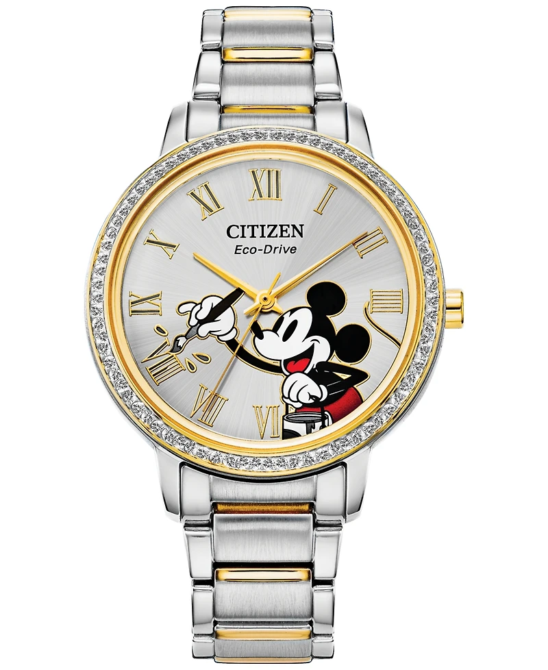 Disney by Citizen Mickey Mouse Two-Tone Stainless Steel Bracelet Watch 33mm