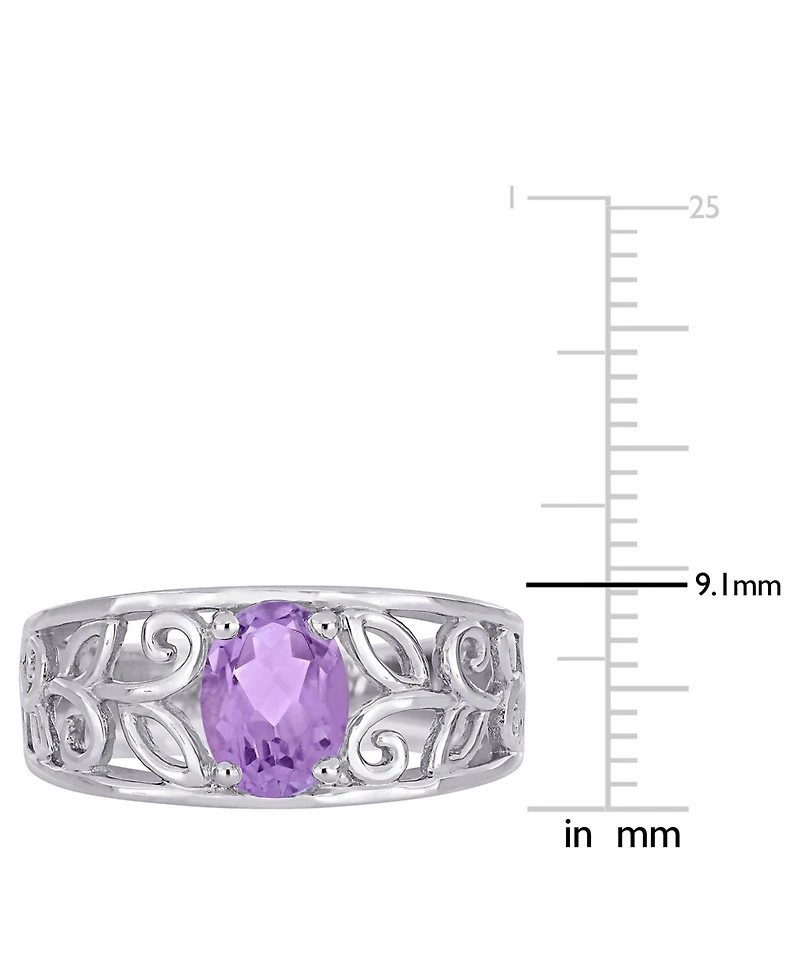 Amethyst (1 ct. t.w.) Oval Filigree Sterling Silver Ring