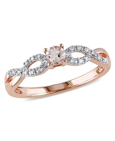 Morganite (1/6 ct. t.w.) and Diamond (1/10 Rose Gold Plated Silver, Infinity Ring