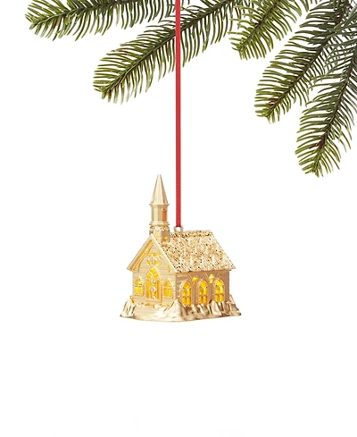 Holiday Lane Renaissance Led Gold-Tone Church Ornament, Created for Macy's