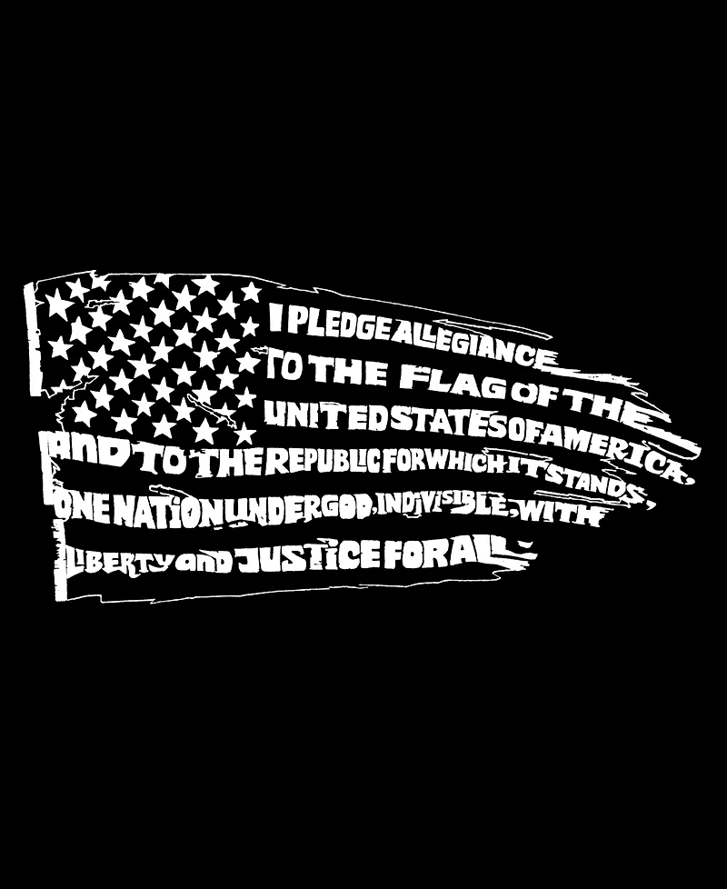 Men's Pledge of Allegiance Flag Raglan Baseball Word Art T-shirt