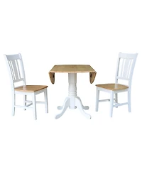 42" Dual Drop Leaf Table with 2 San Remo Splatback chairs, 3 Piece Dining Set