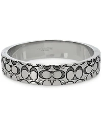 Coach Silver-Tone Crystal Quilted C Bangle Bracelet