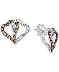 Le Vian Chocolate Diamond (3/8 ct. t.w.) & Nude Interlocking Heart Stud Earrings 14k Rose, Yellow or White Gold