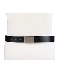 Calvin Klein Men's Casual Belt with Engraved Plaque Buckle