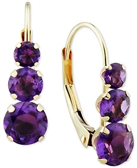 Amethyst Triple Stone Drop Earrings (1-3/8 ct. t.w.) 14k Gold