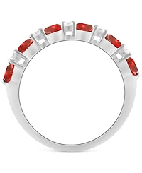 Sapphire (1-1/2 ct. t.w.) & Diamond (1/3 Stacking Band 14k White Gold (Also Emerald Ruby)