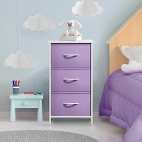 Sorbus Nightstand with 3 Drawers - Steel Frame, Wood Top & Easy Pull Fabric Bins - Perfect for Home, Bedroom