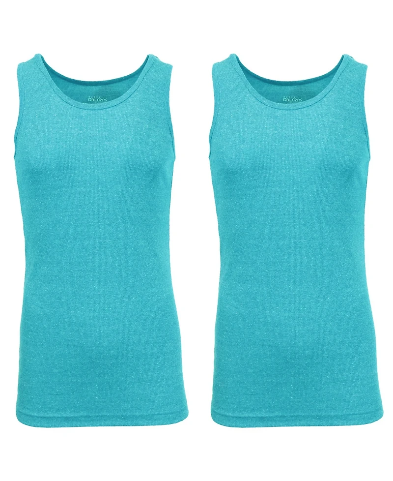 Galaxy By Harvic Men's Famous Heavyweight Ribbed Tank Top, Pack of 2