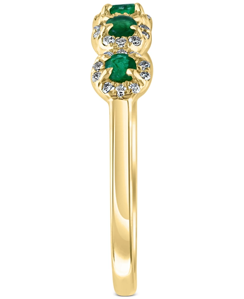 Emerald (1/3 ct. t.w.) & Diamond (1/6 Five Stone Halo Ring 14k Gold
