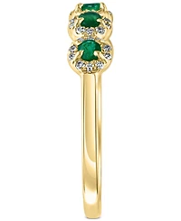 Emerald (1/3 ct. t.w.) & Diamond (1/6 Five Stone Halo Ring 14k Gold