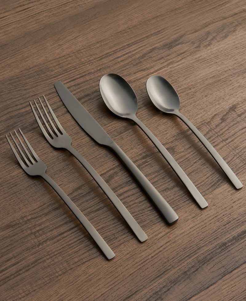 Cambridge Silversmiths Beacon Black Satin 45-Piece Flatware Set, Service for 8