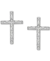 Wrapped Diamond Cross Earrings (1/8 ct. t.w.) in 14k White or Yellow Gold, Created for Macy's