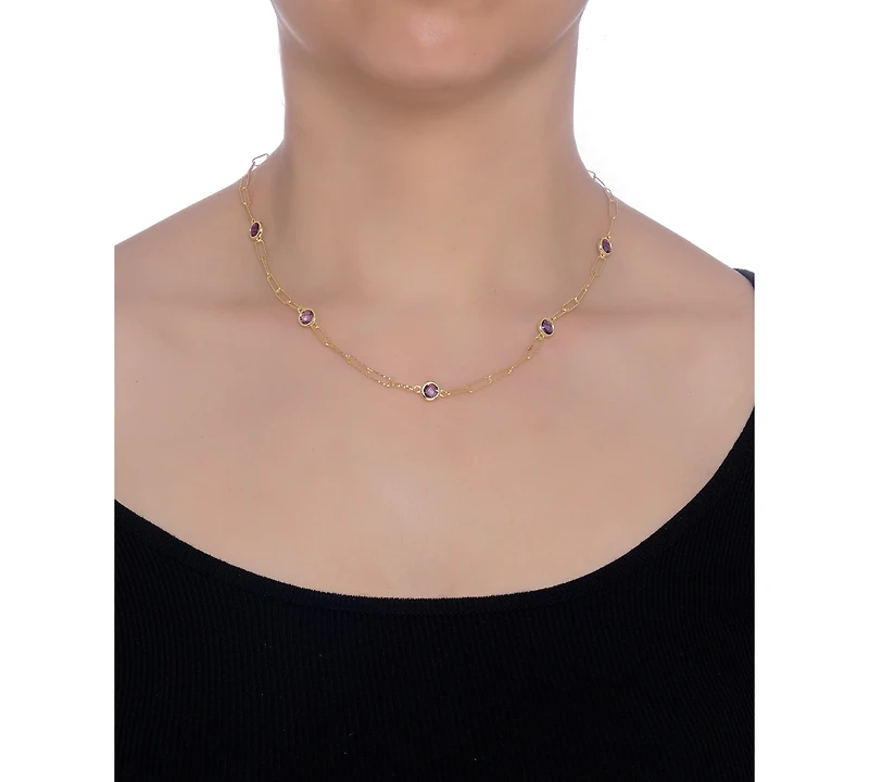 Swiss Blue Topaz Paperclip Link 18" Statement Necklace (4 ct. t.w.) Sterling Silver (Also Amethyst & Citrine)