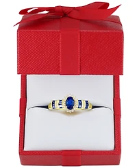 Sapphire (1 ct. t.w.) & Diamond (1/8 ct. t.w.) Ring (Also in Emerald & Ruby) in 14k Gold