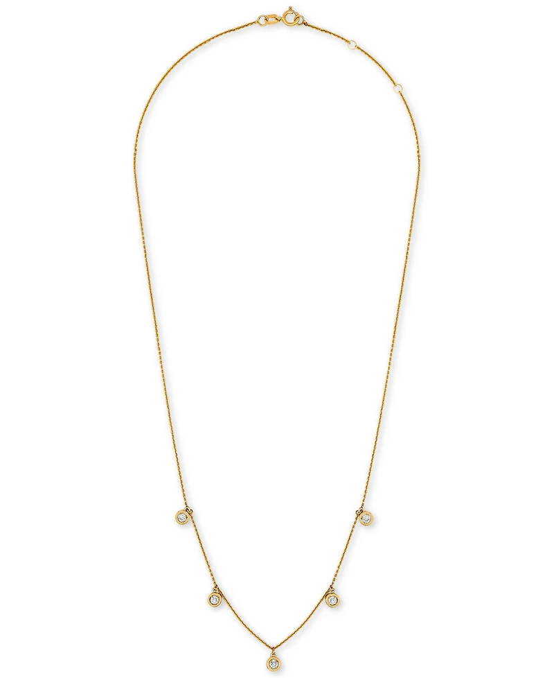 Wrapped Diamond Dangle Statement Necklace (1/4 ct. t.w.) in 14k Gold, 16" + 2" extender, Created for Macy's