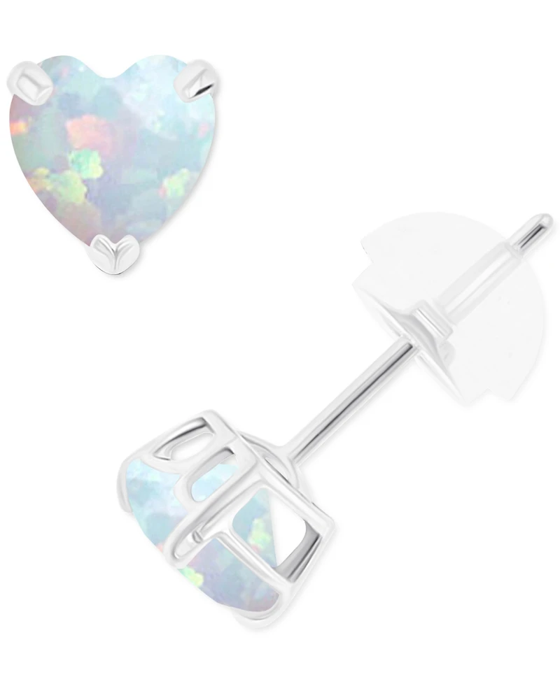 Lab-Grown Opal Heart Stud Earrings (3/8 ct. t.w.) Sterling Silver