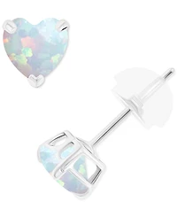 Lab-Grown Opal Heart Stud Earrings (3/8 ct. t.w.) Sterling Silver